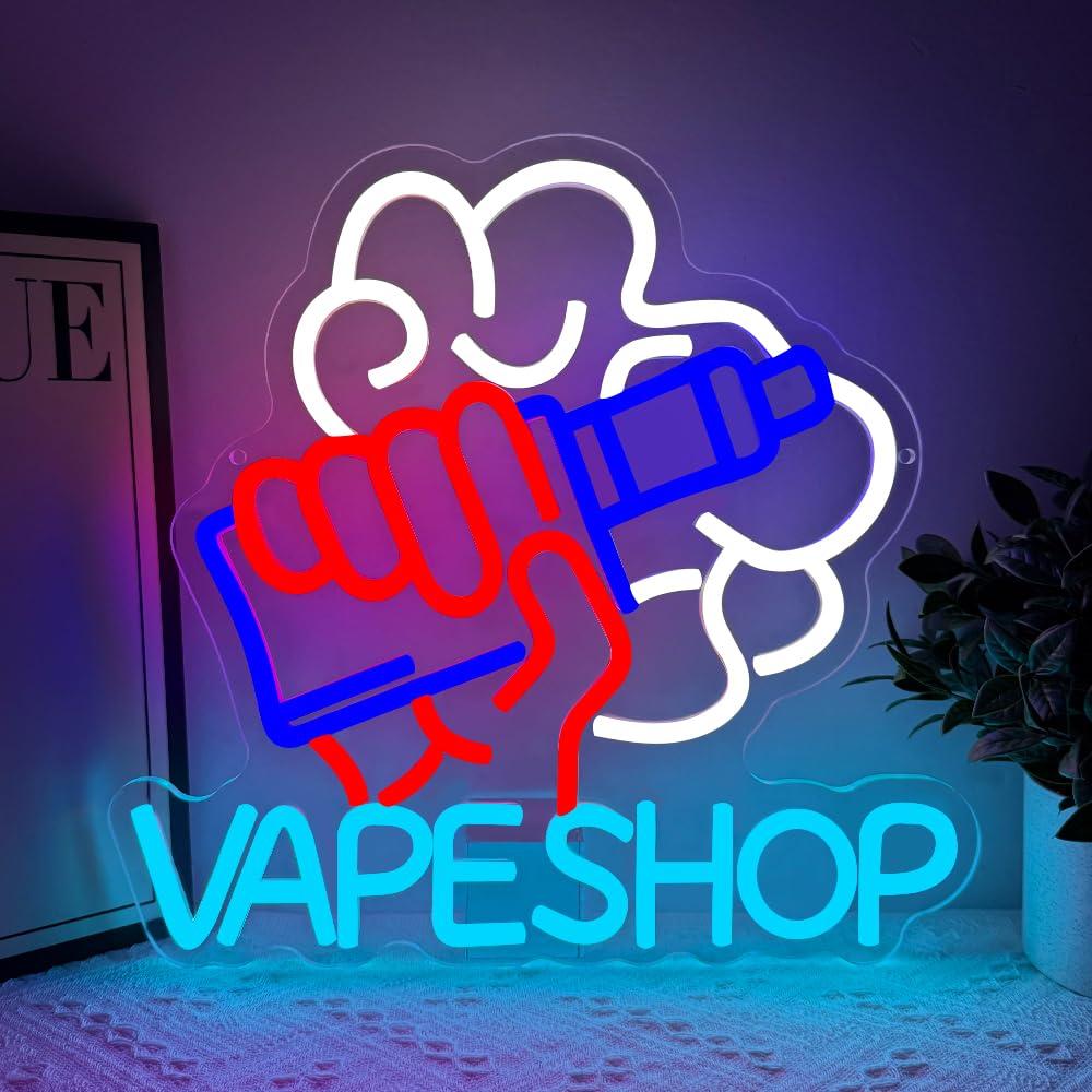 Vaping Store - ป้ายไฟนีออนร้านขายบุหรี่ไฟฟ้า ไฟ LED สำหรับธุรกิจ ร้านขายอุปกรณ์สูบ ห้องส่วนตัว